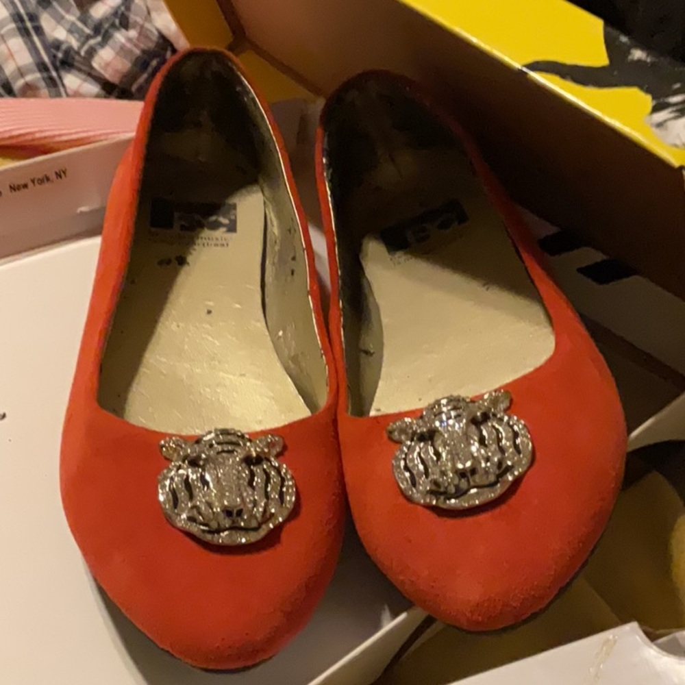 Women's Red Flats with Embellishment